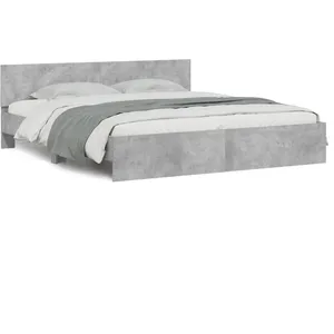 vidaXL Cadre de lit avec tête de lit gris béton 200x200 cm pas cher