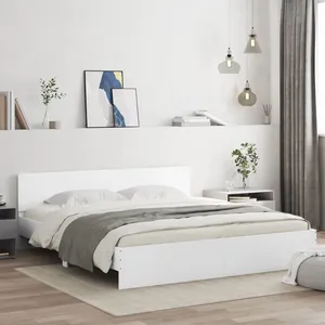 Comparateur de prix : vidaXL Cadre de lit avec tête de lit blanc 180x200 cm