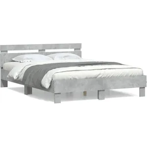 vidaXL Cadre de lit avec tête de lit gris béton 140x200 cm pas cher