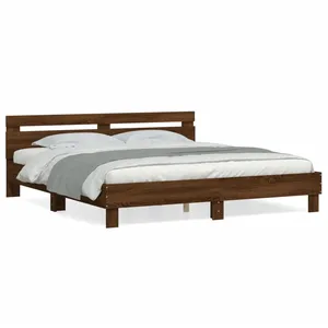 vidaXL Cadre de lit avec tête de lit chêne marron 200x200 cm pas cher