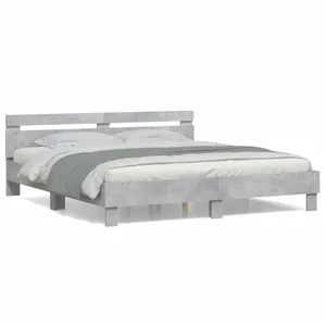 vidaXL Cadre de lit avec tête de lit gris béton 180x200 cm pas cher