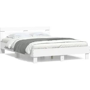 vidaXL Cadre de lit avec tête de lit blanc 140x190cm bois d'ingénierie pas cher