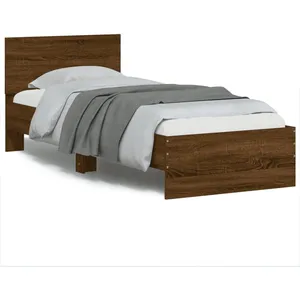 Vidaxl - Cadre de lit tête de lit et lumières led chêne marron 75x190 cm pas cher