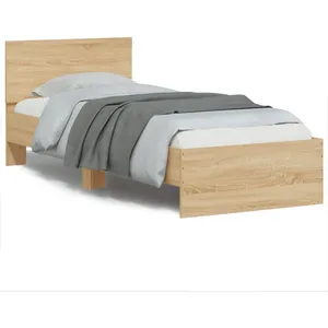 vidaXL Cadre de lit tête de lit et lumières LED chêne sonoma 90x190 cm pas cher