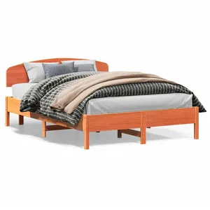 vidaXL Cadre de lit et tête de lit cire marron 120x200 cm bois de pin pas cher