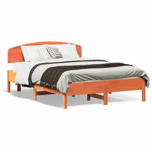 vidaXL Cadre de lit avec tête de lit cire marron 120x190cm bois de pin pas cher