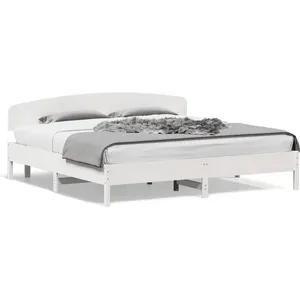 vidaXL Cadre de lit et tête de lit blanc 200x200 cm bois de pin massif pas cher