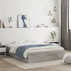 Vidaxl cadre de lit avec tiroirs sans matelas sonoma gris 140x200 cm pas cher