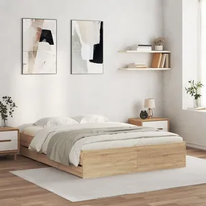 Comparateur de prix : Vidaxl cadre de lit avec tiroirs sans matelas chêne sonoma 150x200 cm