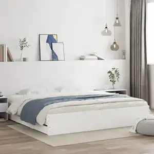 vidaXL Cadre de lit avec tiroirs blanc 180x200 cm bois d'ingénierie pas cher