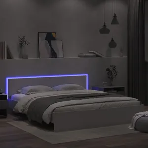 vidaXL Cadre de lit avec tête de lit et LED blanc 200x200 cm pas cher