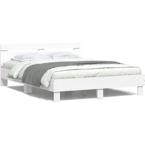 vidaXL Cadre de lit avec tête de lit et LED blanc 140x200 cm pas cher