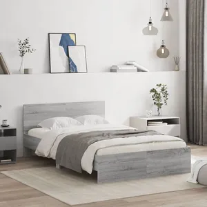 vidaXL Cadre de lit avec tête de lit sonoma gris 120x190 cm
