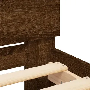 vidaXL Cadre de lit avec tête de lit chêne marron 135x190 cm pas cher