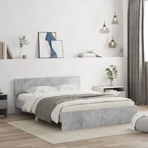 vidaXL Cadre de lit avec tête de lit gris béton 140x200 cm pas cher
