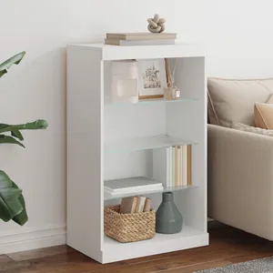 vidaXL Buffet avec lumières LED blanc 60,5x37x100 cm pas cher