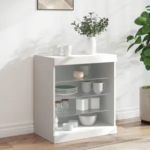 vidaXL Buffet avec lumières LED blanc 60,5x37x67 cm pas cher