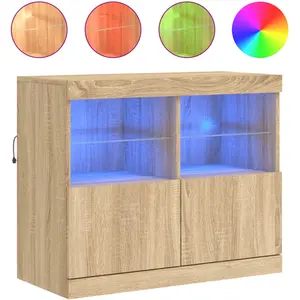 vidaXL Buffet avec lumières LED chêne sonoma 81x37x67 cm pas cher