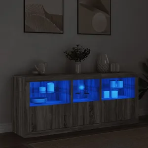 vidaXL Buffet avec lumières LED sonoma gris 162x37x67 cm pas cher