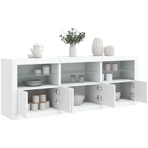 vidaXL Buffet avec lumières LED blanc 181,5x37x67 cm pas cher