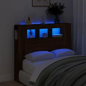 vidaXL Tête de lit à LED chêne marron 120x18,5x103,5cm bois ingénierie pas cher