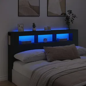 Comparateur de prix : vidaXL Tête de lit à LED noir 180x18,5x103,5 cm bois d'ingénierie