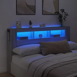 vidaXL Tête de lit à LED sonoma gris 180x18,5x103,5 cm bois ingénierie pas cher