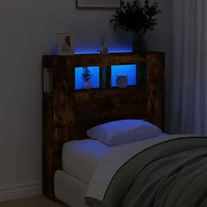 vidaXL Tête de lit à LED chêne fumé 100x18,5x103,5cm bois d'ingénierie pas cher
