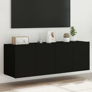 vidaXL Meubles TV muraux avec lumières LED 2 pcs noir 60x35x41 cm pas cher