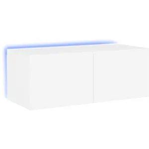 Comparateur de prix : vidaXL Meuble TV mural avec lumières LED blanc 80x35x31 cm