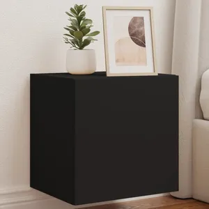vidaXL Meuble TV mural avec lumières LED noir 40,5x35x40 cm pas cher