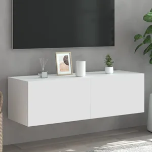 Comparateur de prix : vidaXL Meuble TV mural avec lumières LED blanc 100x35x31 cm