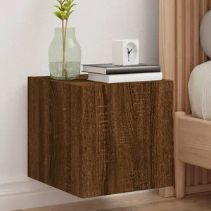 vidaXL Meuble TV mural avec lumières LED chêne marron 30,5x35x30 cm pas cher