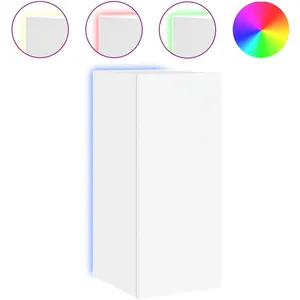 vidaXL Meuble TV mural avec lumières LED blanc 30,5x35x70 cm pas cher