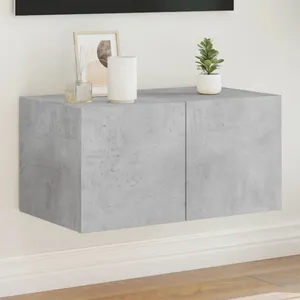 vidaXL Meuble TV mural avec lumières LED gris béton 60x35x31 cm pas cher