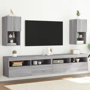 Comparateur de prix : vidaXL Meubles TV avec lumières LED 2 pcs sonoma gris 30,5x30x60 cm