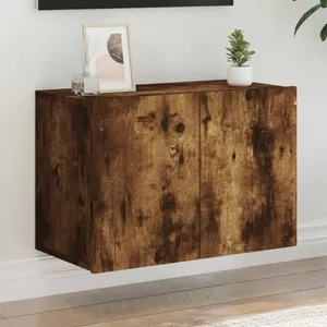 vidaXL Meuble TV mural chêne fumé 60x30x41 cm pas cher