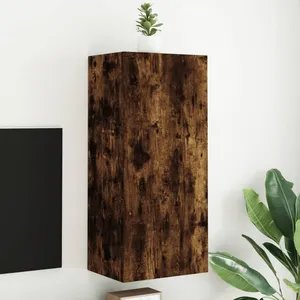 vidaXL Meuble TV mural chêne fumé 40,5x30x90 cm bois d'ingénierie pas cher