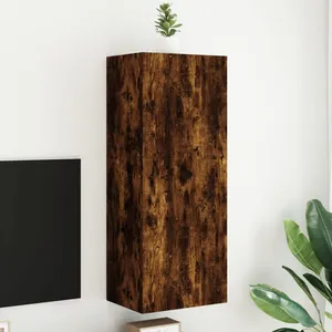 vidaXL Meuble TV mural chêne fumé 40,5x30x102 cm bois d'ingénierie pas cher