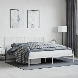 Vidaxl cadre de lit métal sans matelas et tête de lit blanc 183x213 cm pas cher