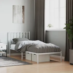 vidaXL Cadre de lit métal avec tête de lit blanc 80x200 cm pas cher