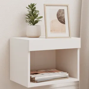 vidaXL Tables de chevet murales avec lumières LED 2 pcs blanc pas cher