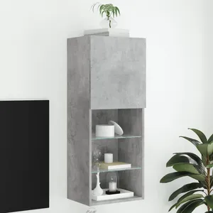 vidaXL Meuble TV avec lumières LED gris béton 40,5x30x102 cm pas cher