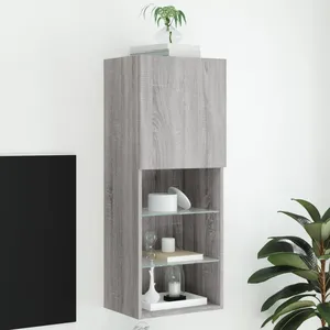 vidaXL Meuble TV avec lumières LED sonoma gris 40,5x30x102 cm pas cher