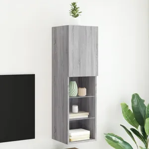 vidaXL Meuble TV avec lumières LED sonoma gris 30,5x30x102 cm pas cher
