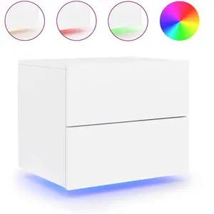 Comparateur de prix : vidaXL Table de chevet murale avec lumières LED blanc