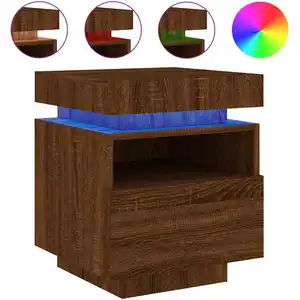 Comparateur de prix : vidaXL Armoire de chevet avec lumières LED chêne marron 40x39x48,5 cm