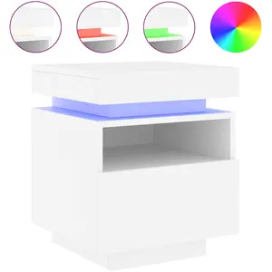 Comparateur de prix : vidaXL Armoire de chevet avec lumières LED blanc 40x39x48,5 cm