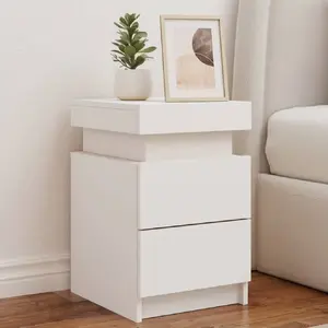 Comparateur de prix : vidaXL Table de chevet avec lumières LED blanc 35x39x55 cm