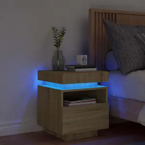 Comparateur de prix : vidaXL Armoire de chevet avec lumières LED chêne sonoma 40x39x48,5 cm
